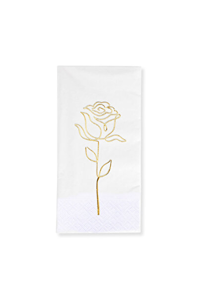 Story 33X33 cm Gold Foil Rose Patterned 16-Piece 1/8 Fold White Colored Paper...