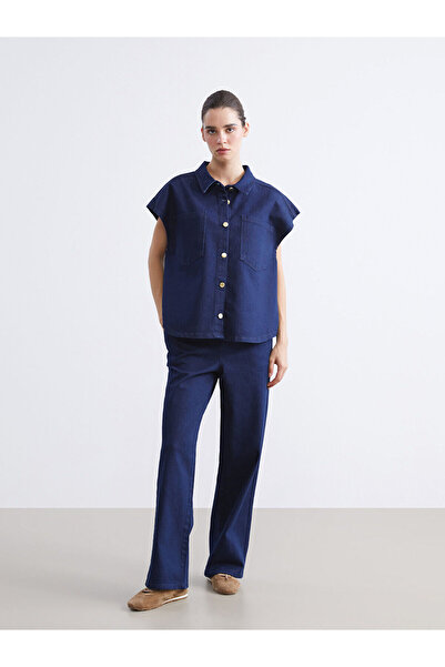 LC Waikiki Peak Yeni Sezon Gömlek Yaka Kadın Jean Yelek