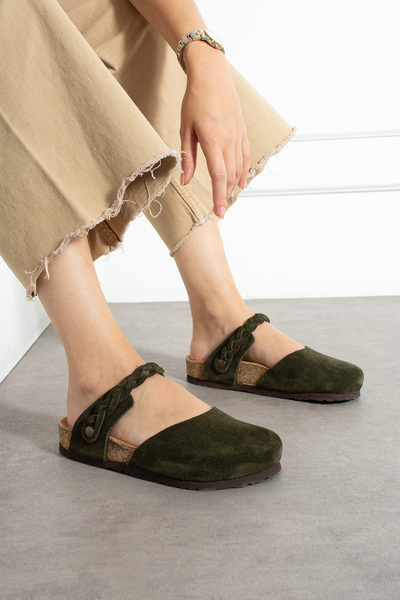 Uniqueqoop Lugano-S Genuine Leather Cork Sole Orthopedic Slippers