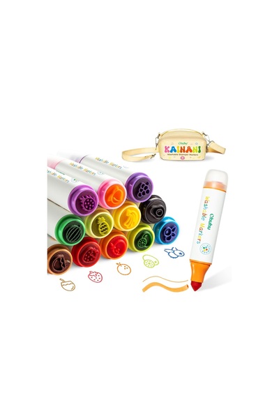 Ohuhu Kainani Set of 12 Washable Stamper Markers, Dual Tip, Water Based, Multicolor