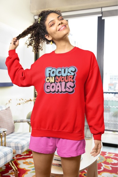 ArtYus FOCUS ON YOUR GOALS Colorat cu imprimeu guler rotund l Swea tricou