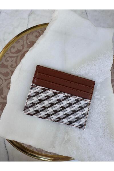 Tina İstanbul Monogram Printed Card Holder Tan