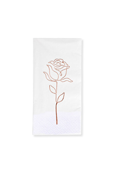 Story مناديل ورقية بيضاء اللون مقاس 33×33 سم بنقش الورد، 16 قطعة، طي 1/8
