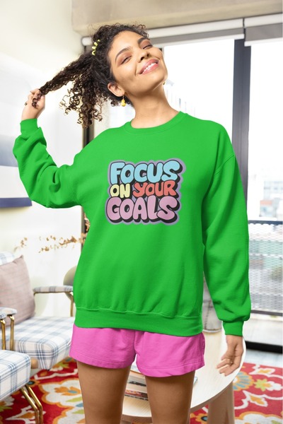 ArtYus FOCUS ON YOUR GOALS Colorat cu imprimeu guler rotund l Swea tricou