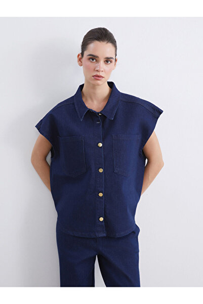 LC Waikiki Peak Yeni Sezon Gömlek Yaka Kadın Jean Yelek