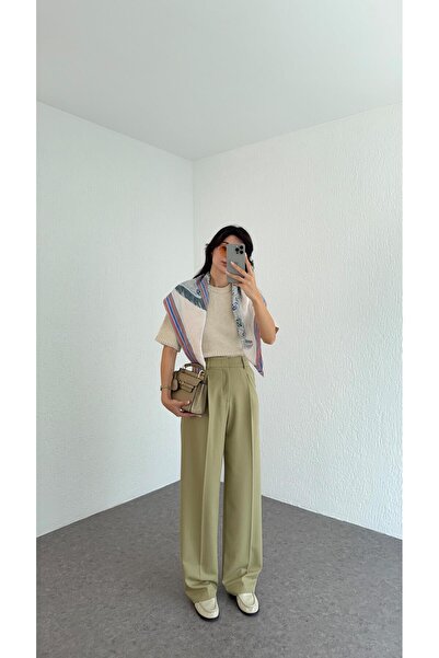 HAZELANNA Green Palazzo Trousers