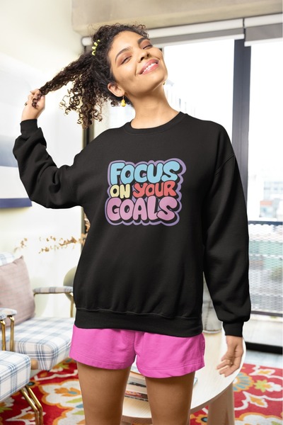 ArtYus FOCUS ON YOUR GOALS Colorat cu imprimeu guler rotund l Swea tricou