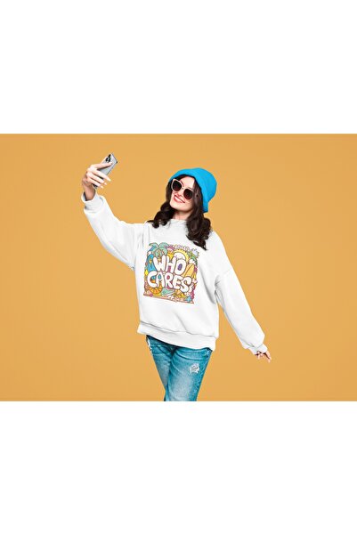 ArtYus Ποιος να φροντίζεται; Πολύχρωμο φούτερ με λαιμόκοψη με τύπωμα ποδηλάτων