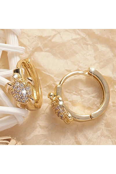 SEVAS GOLD Gold Color Women's Mini Turtle Earrings