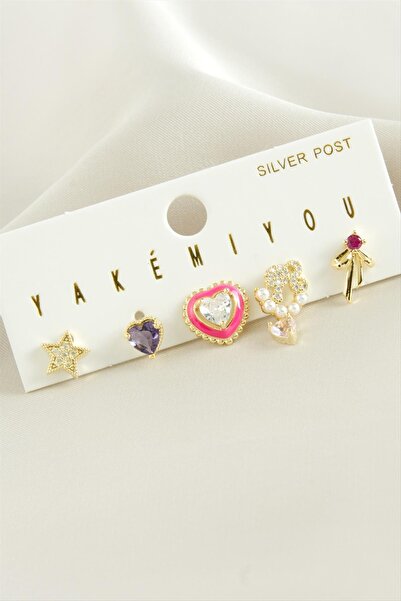 CT STONES Yakemiyou 5 Pcs Zircon Stone Luxury Steel Earrings