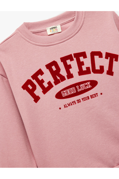 Koton Pamuklu Şardonlu Uzun Kollu Bisiklet Yaka Baskılı Sweatshirt