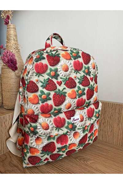 Bahrısh ACCESORIES Okul Öncesi Çilek Desenli Kız Çocuk Sırt Çantası