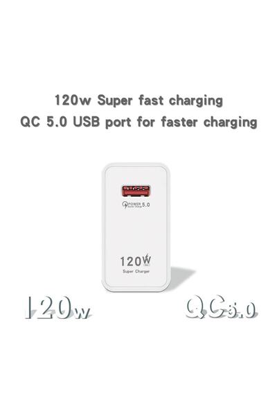 OEM Phone Charger 120W Super Fast Charging, QC 5.0, Ultra Fast Charging, USB, Universal, White