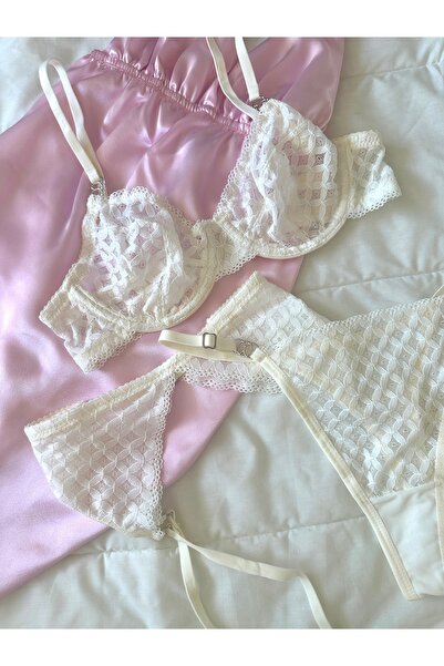 Feruzdesign Emilly White Underwire 3-Piece Bra Set