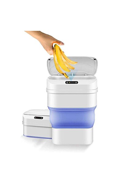 SIKS ® smart foldable trash can, with motion sensor, White / blue