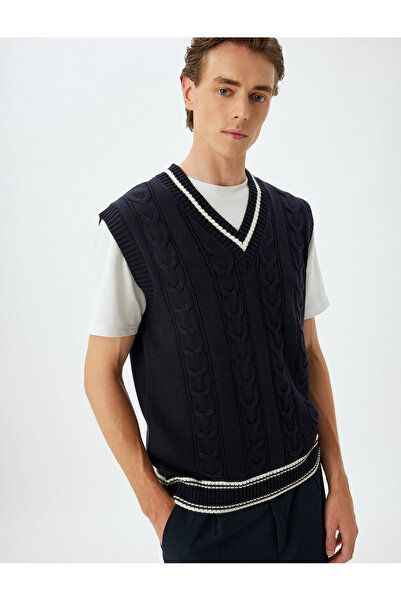 Koton Navy Blue Men's Adult Vest 5Wam70139Ht