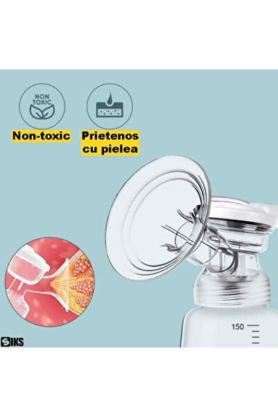 SIKS Pompă electrică dublă pentru sân, 2 biberoane de 150 ml, portabilă, 2 moduri, 9 niveluri de intensitate