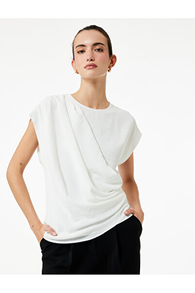 Koton Aerobin Fabric Drape Detailed Crew Neck Sleeveless Blouse