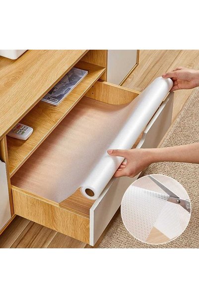LOVYCO Protector transparent antiderapant pentru rafturi de bucatarie, capac pentru sertar interior dulap, PVC 50x125 cm, protectie Eva groasa