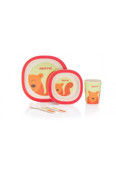 Fillikid Set de masa 4 piese Bambus orange red