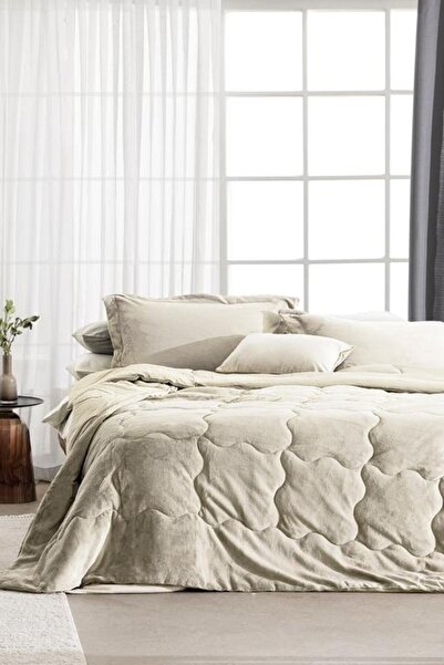 Madame Coco Yeni Sezon Kaira Çift Kişilik Comforter Set - Bej - BEJ