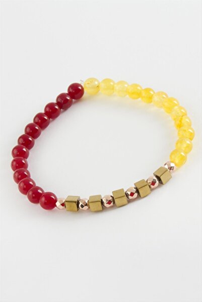 noip Sepetim Yellow Red Natural Stone Bracelet 6 Mm-Red