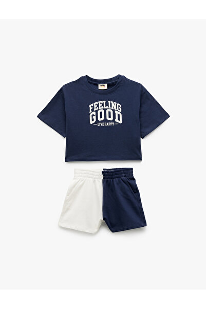Koton Cotton Printed T-Shirt and Shorts 2-Piece Set