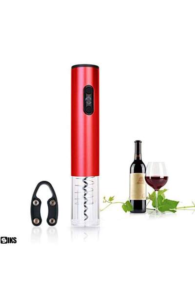 SIKS Electric Corkscrew, With Foil Cutting Accessory, Battery Powered, Easy to Use, Red