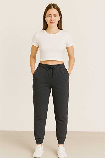 TREND ALİSSE ΑΝΘΡΑΚΙΤ Φούτερ παντελόνι τύπου Jogger με κανονική εφαρμογή και ...