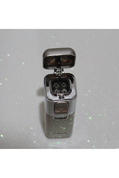 COHİBA Parmida 4 Torch Bej-Gümüş Metal Puro Çakmağı