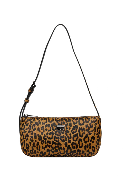Tommy Hilfiger Tjw Must Leopard Pattern Shoulder Women's Black Shoulder Bag Aw0Aw1800801R