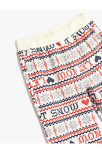 Koton Yılbaşı Desenli Beli Lastikli Pamuklu Pijama Altı