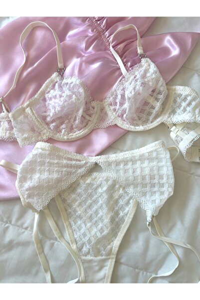 Feruzdesign Emilly White Underwire 3-Piece Bra Set