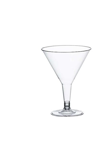 OEM Set 6 reusable martini glasses, footed design, plastic, transparent, 215ml
