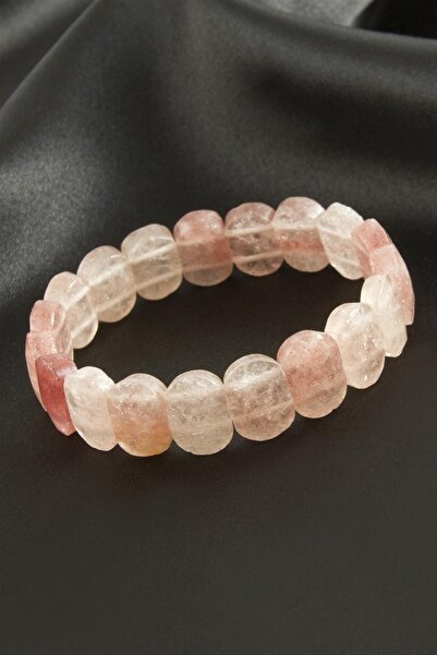 TakÇalıştır Oval Cut Pink Quartz Natural Stone Bracelet Natural Stone Bracele...