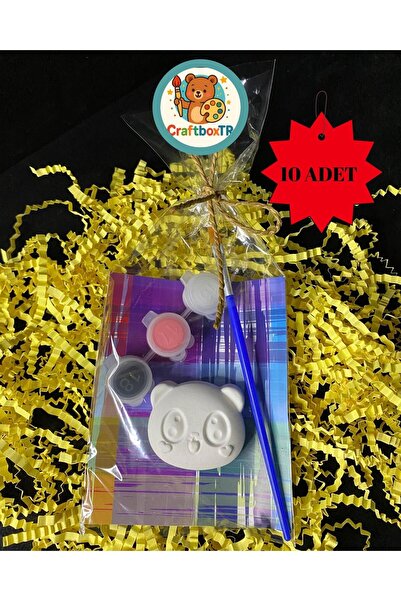 CRAFTBOXTR HEDİYELİK MİNİK PANDA TAŞ BOYAMA SETİ(10 ADET)/Kendin Yap, Doğum G...