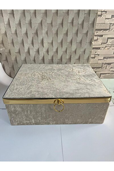 ORUÇ BEY Velvet Covered Luxury Storage Box Cappuccino Gold - Dowry, Gift and Decorative Arrangement Box