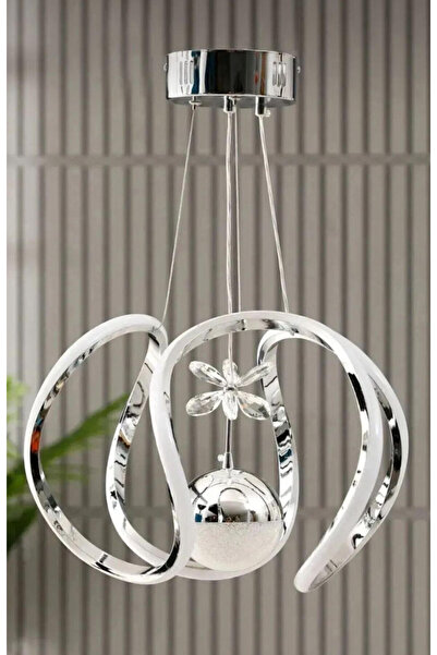 Akgül Tek Toplu Krom Kaplamalı 3 Renk Ledli Avize