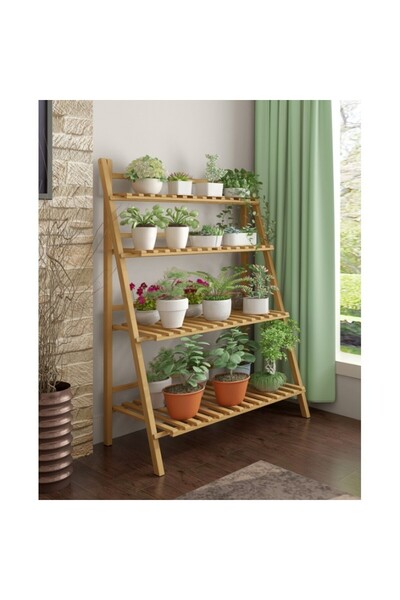 JollyMag Support for flower pots and plants, modern bamboo shelf, JollyMag, POL04, 122x47x70 cm