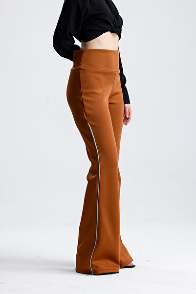 Sense Scuba Plus Size Pants with Side Zippers |   Pnt32751 Coffee