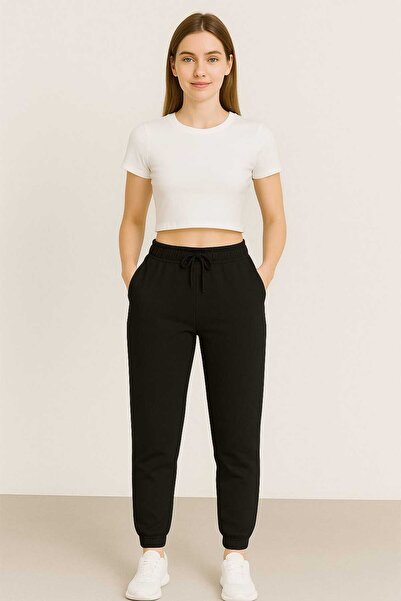 TREND ALİSSE ΜΑΥΡΟ Παντελόνι Φόρμας Standard Fit Κανονικής Εφαρμογής με 2 Τσέ...