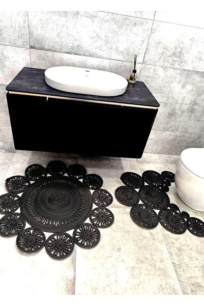 GNG Home Tekstil سجادة حمام دائرية مزدوجة من الجوت من Gng Home، سجادة أمام ال...