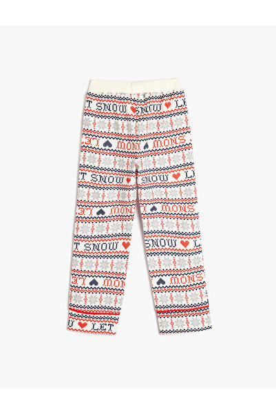 Koton Christmas Patterned Cotton Pajama Bottoms with Elastic Waist