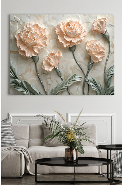 Design Craft House Kabartma Efektli Çiçek Detaylı Modern Ev Ofis İşyeri Dekor...