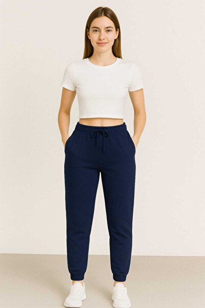 TREND ALİSSE ΣΚΟΥΡΟ ΜΠΛΕ Παντελόνι Φόρμας Jogger με Κανονική Εφαρμογή, Κανονι...