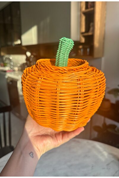 Lovenwoven Rattan Balkabağı Kapaklı Sepet