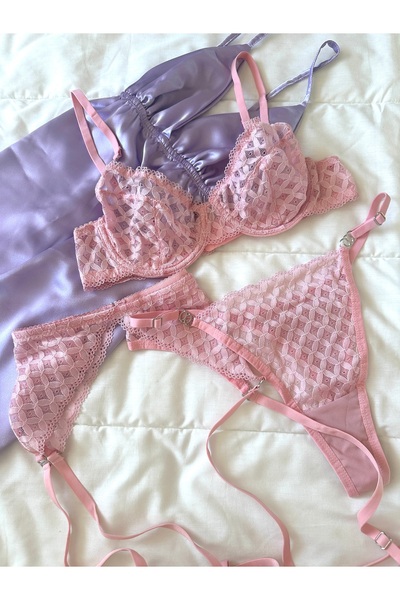 Feruzdesign Emilly Pink Underwire 3-Piece Bra Set