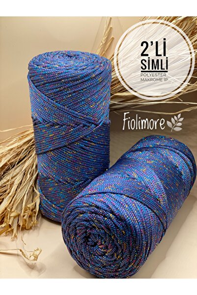 Fiolimore 2'Li Premium Simli Polyester Makrome İp 2 mm (400 Gram-460 M) Supla...
