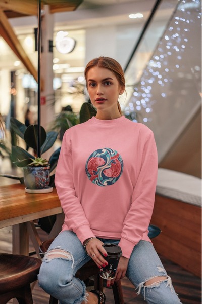 ArtYus PESTE JAPONĂ Colorat cu imprimeu guler rotund bucăți Swea tricou