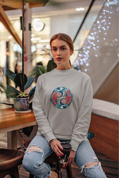 ArtYus PESTE JAPONĂ Colorat cu imprimeu guler rotund bucăți Swea tricou